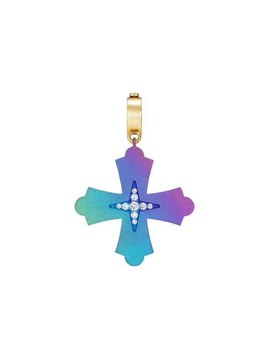 Doris Large Moline Titanium & Diamond Cross Charm
