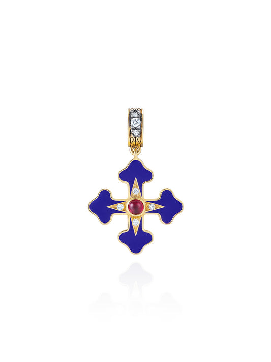 Doris Fleury Purple Enamel Cross Charm