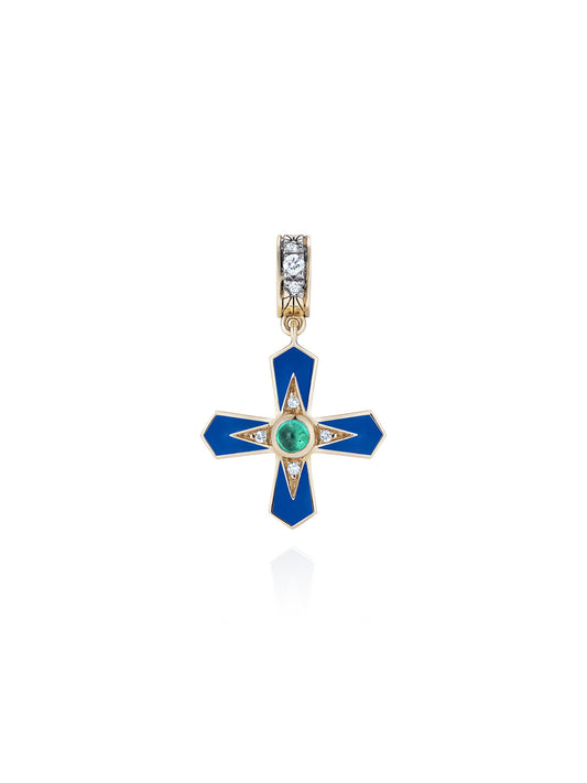 Doris Clechy Blue Enamel Cross Charm