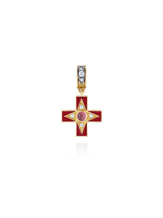 Doris Hellenic Red Enamel Cross Charm