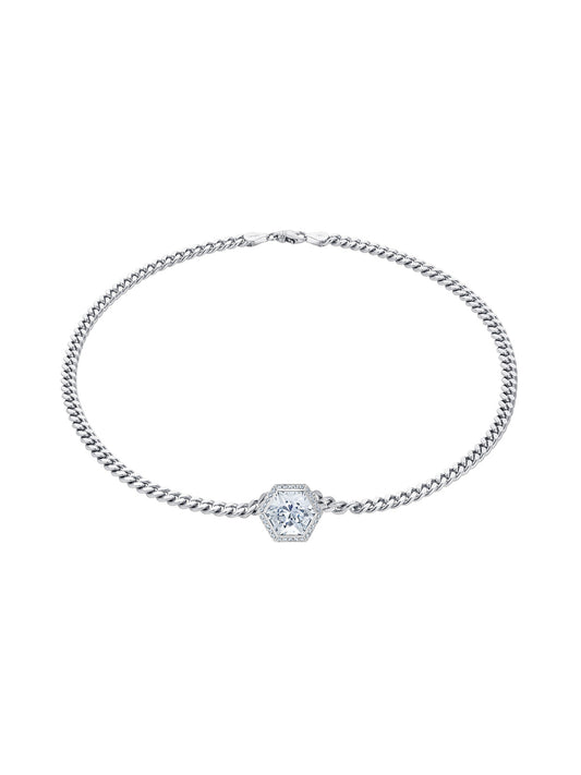 Baby Crystal White Gold Hex Payal Necklace