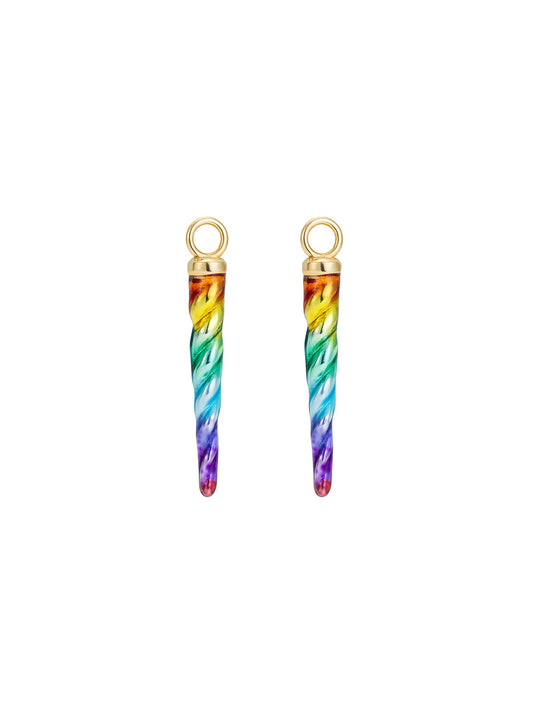 Enamelled Rainbow Reem Narwal Drop Charm