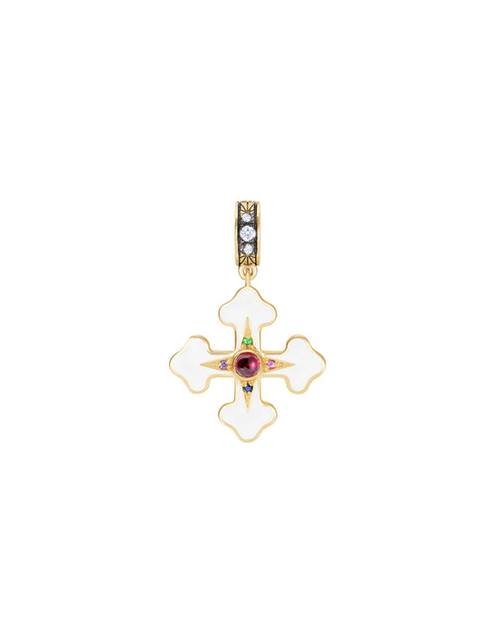 Doris Fleury White Enamel Cross Charm