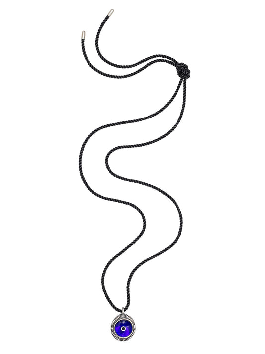 Silver Blue Cyclops Pendant On Cord