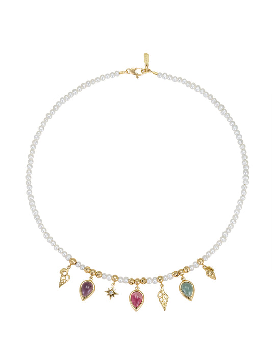 Yellow Gold Aforia Charm Necklace