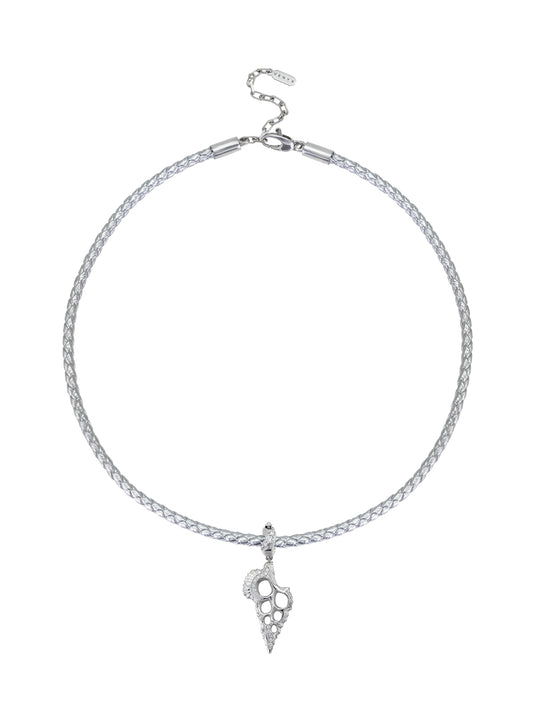 White Gold Lace Aforia Charm Pendant