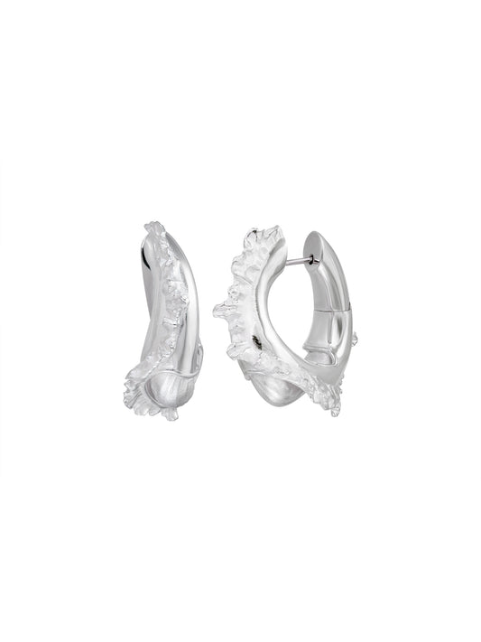 Silver Lace Murex Hoops