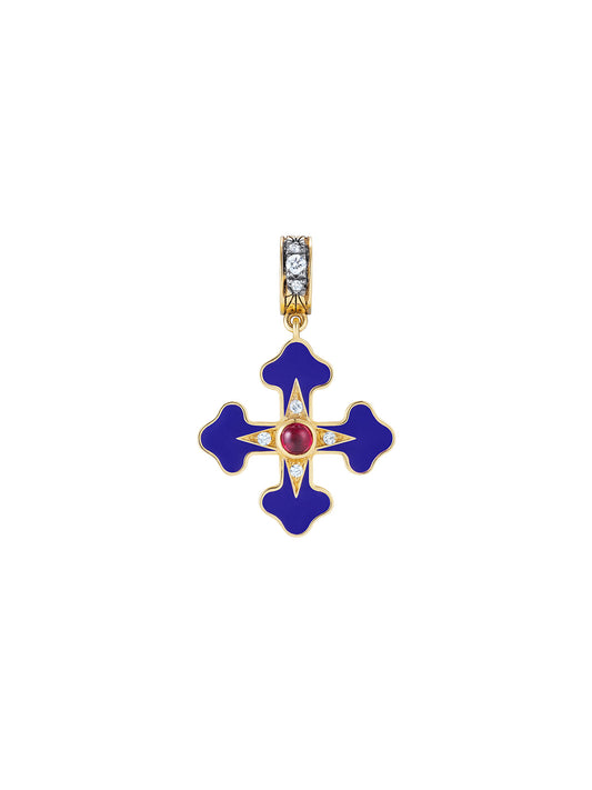 Doris Fleury Purple Enamel Cross Charm