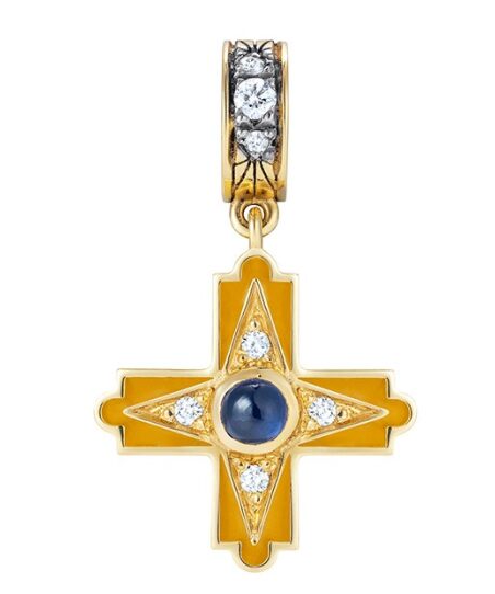 Doris Aegean Orange Enamel Cross Charm