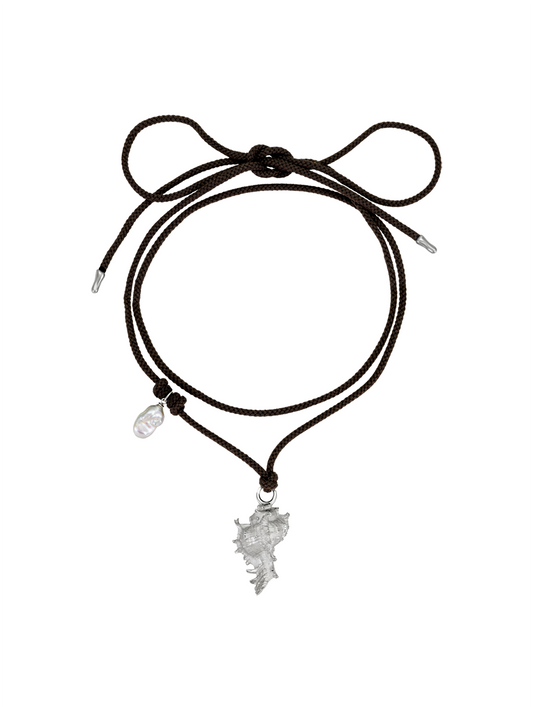Silver Lace Murex & Pearl Cord Necklace