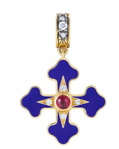 Doris Fleury Purple Enamel Cross Charm