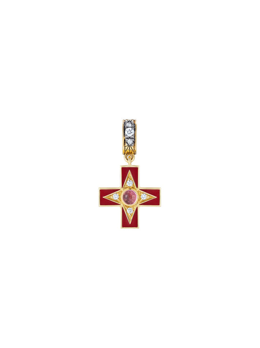 Doris Hellenic Red Enamel Cross Charm