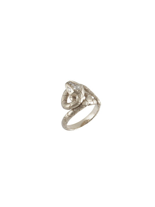 White Gold Naga Serpentia Ring