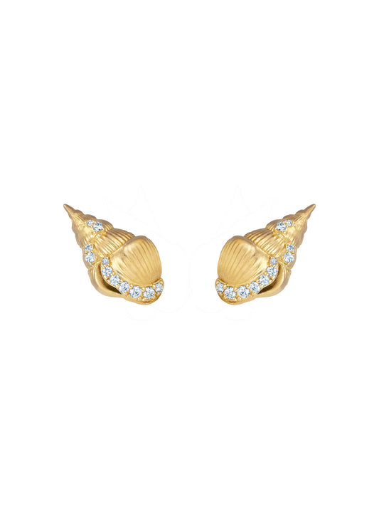 Yellow Gold Tulip Shell Stud Earrings