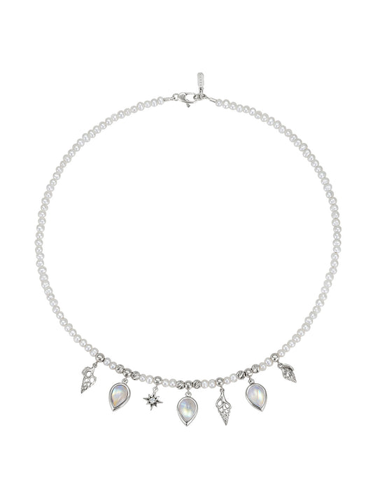 White Gold Aforia Charm Necklace