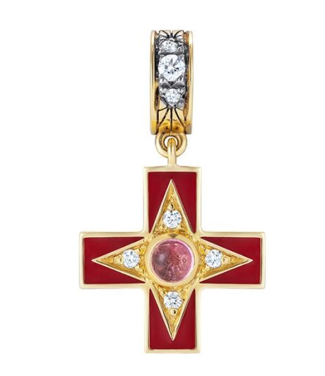 Doris Hellenic Red Enamel Cross Charm