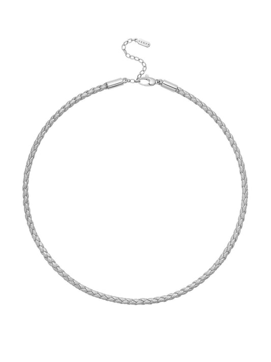 Venyx Signature Silver Leather Cord Necklace