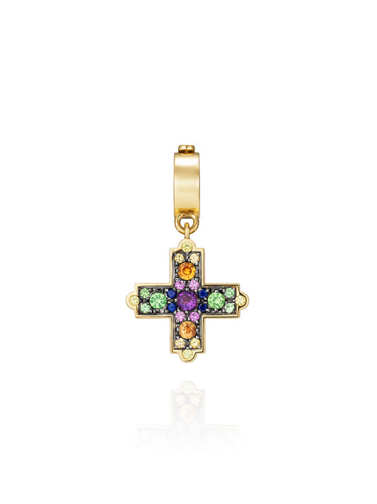 Doris Aegean Rainbow Gemstone Cross Charm
