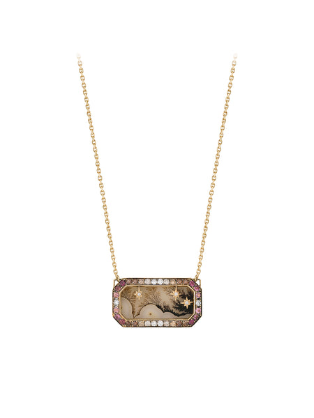 Dendritic Agate Night Sky Canvas Necklace In Gold – Venyx World