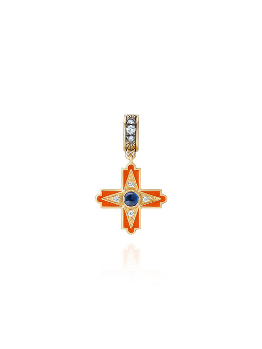Doris Aegean Orange Enamel Cross Charm
