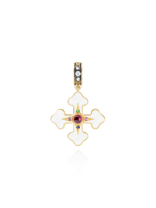 Doris Fleury White Enamel Cross Charm