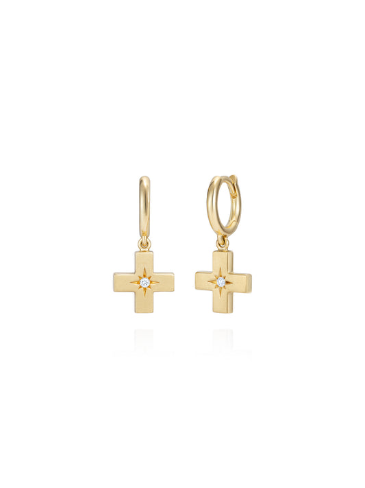 Doris Hellenic Gold Crosses on Mini Hoops