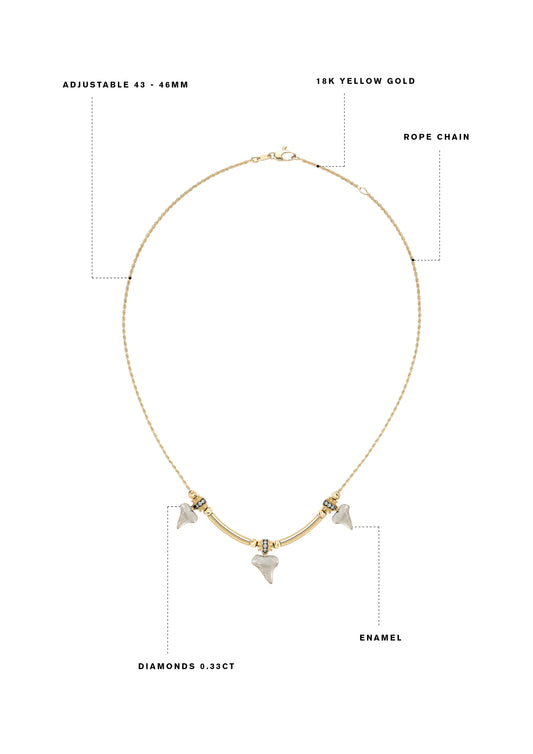 Trixie Sharkie Ivory Enamel Necklace