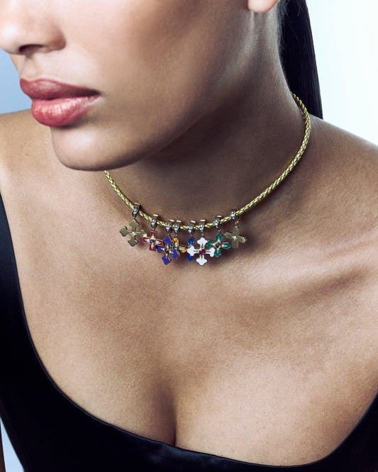 Doris Fleury White Enamel Cross Charm