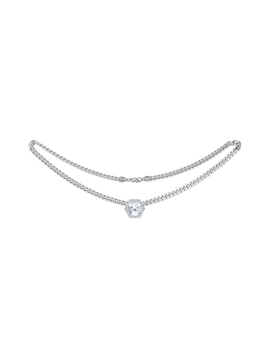 Baby Crystal White Gold Hex Payal Necklace