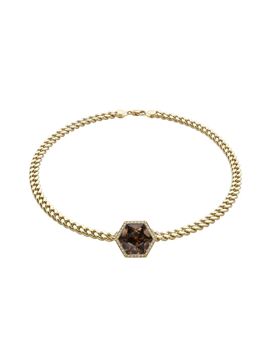 Smokey Quartz Hex Payal Necklace