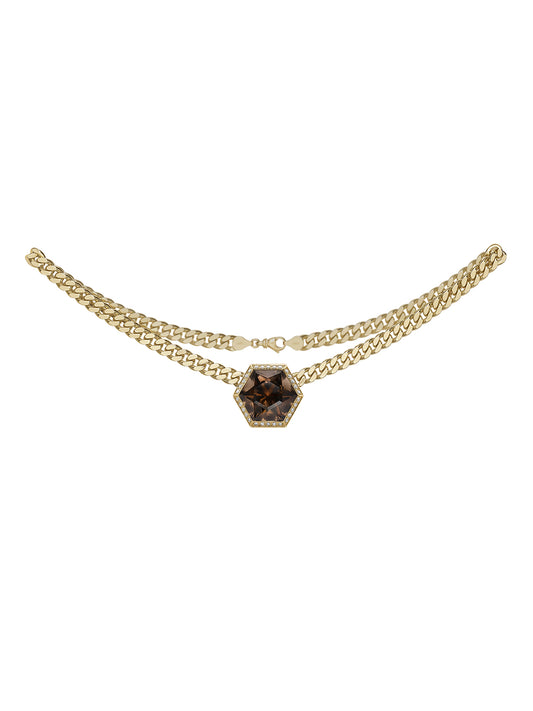 Smokey Quartz Hex Payal Necklace