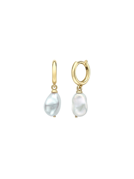 Baroque Pearl drops on mini hoops