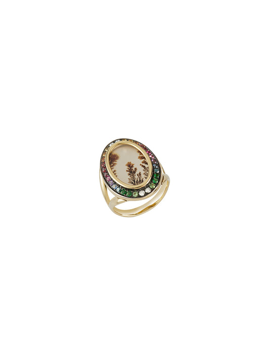 Rainbow Oval Thalia Dryada Ring