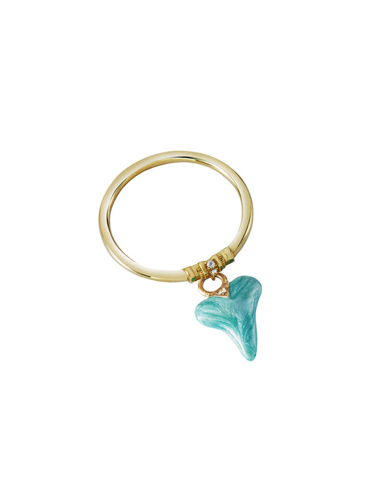 Sharkie Aqua Enamel Charm Ring