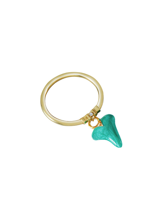 Sharkie Mint Enamel Charm Ring