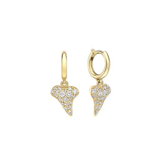 Sharkie Pave Diamond Drops on Mini Hoops