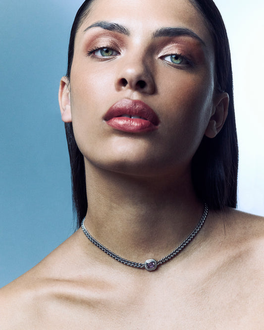 Purple Spinel & Diamond White Gold Payal Choker