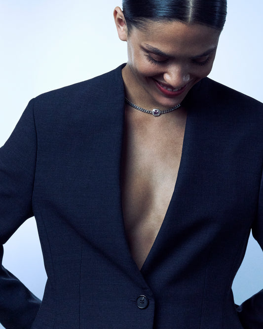 Purple Spinel & Diamond White Gold Payal Choker