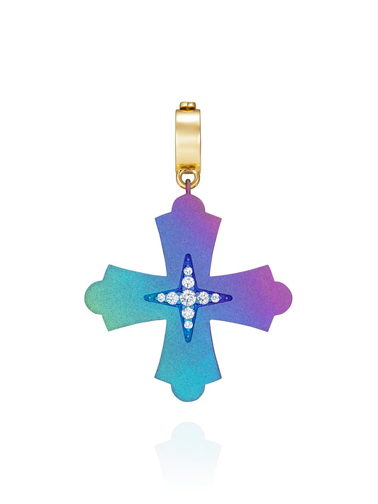 Doris Large Moline Titanium & Diamond Cross Charm