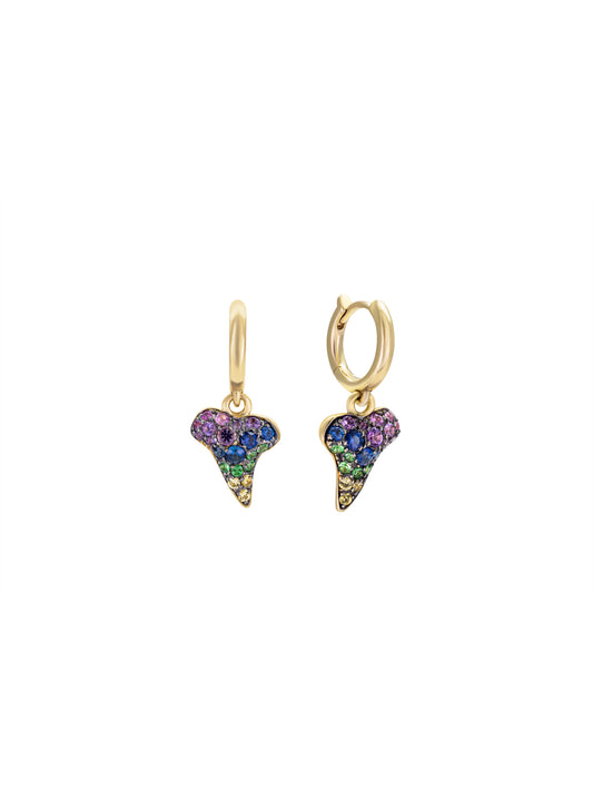 Sharkie Rainbow Pavé Sapphire Hoop Earrings