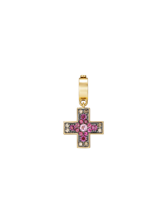 Doris Hellenic Graduating Pink Gemstone Cross Charm