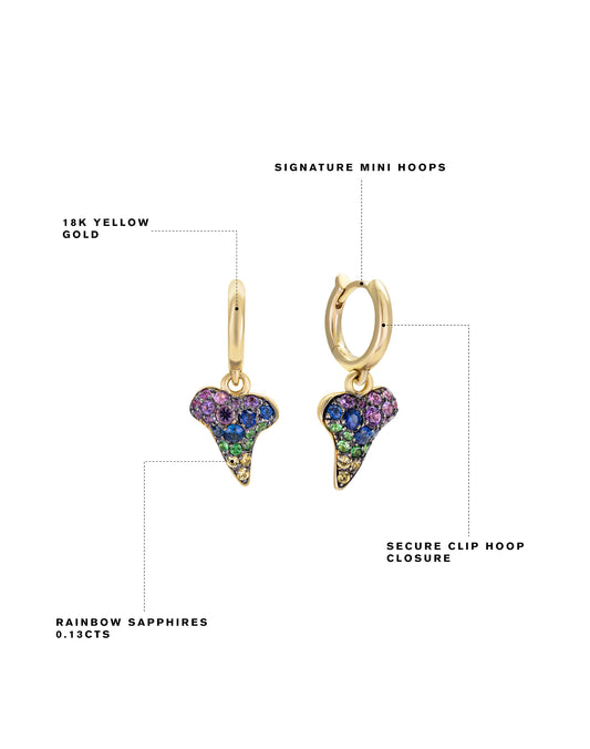 Sharkie Rainbow Pavé Sapphire Hoop Earrings