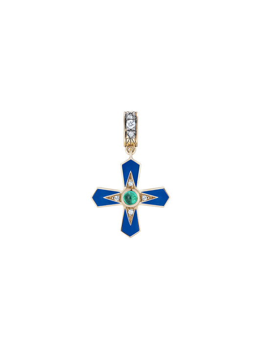 Doris Clechy Blue Enamel Cross Charm