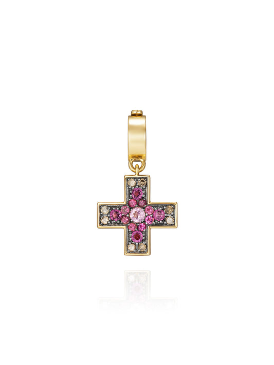 Doris Hellenic Graduating Pink Gemstone Cross Charm