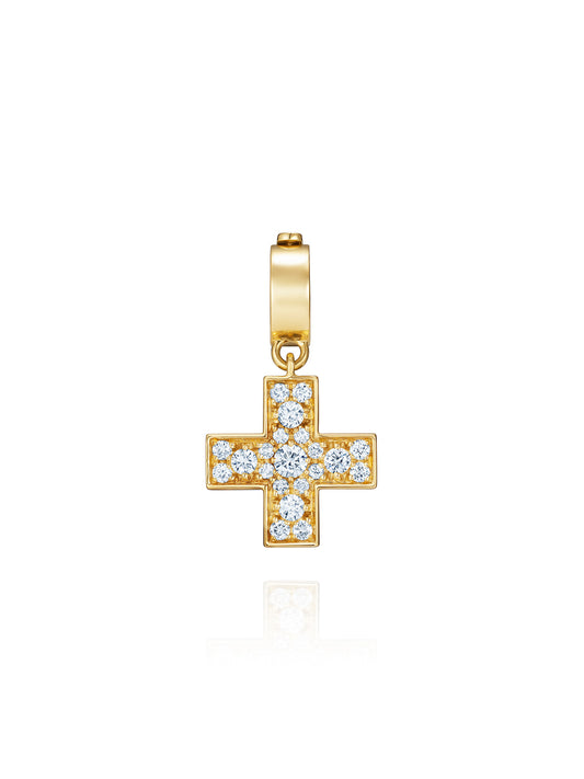 Doris Hellenic Pavé Diamond Cross Charm