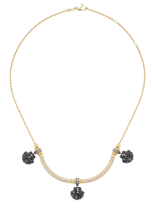 Diamond Trixie Venus Black Enamel Necklace