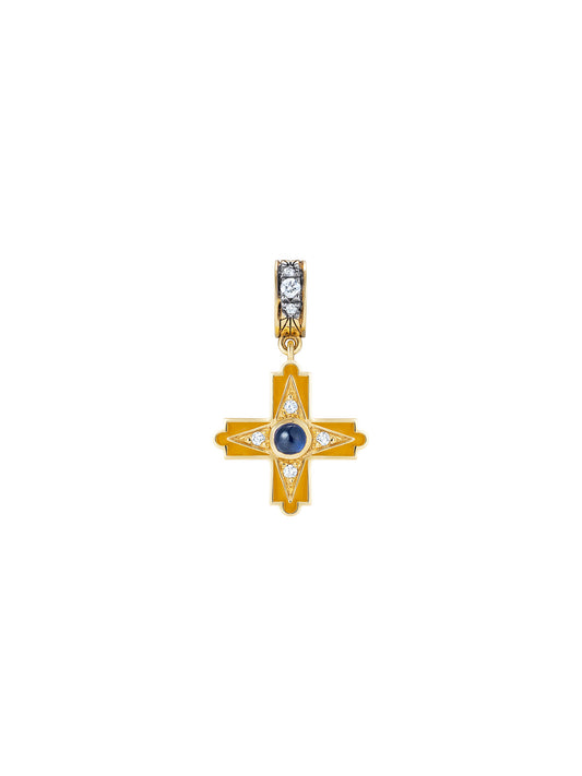 Doris Aegean Orange Enamel Cross Charm