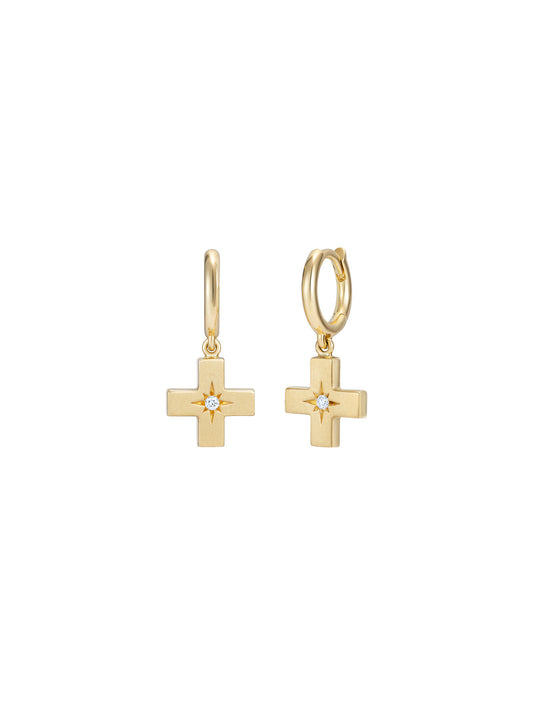 Doris Hellenic Gold Cross Mini Hoops