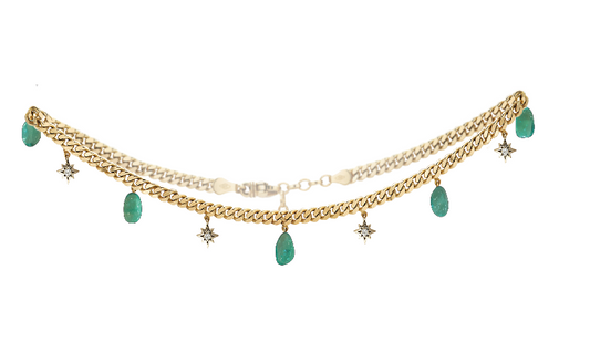 Muzo Pebble Drop Choker with Stars
